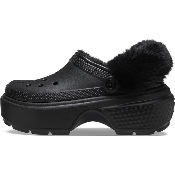 Crocs Stomp Lined Classic Clog Fuzzy Lined Slides Unisex Black Sz 38/7 NEW - Picture 3 of 6